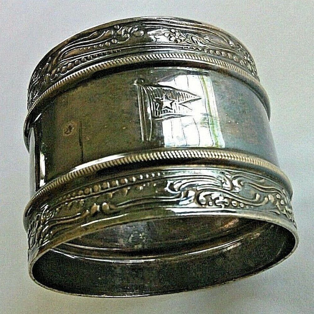 Silver Napkin Ring White Star Line Flag Shipping Ocean liners Titanic's Olympic